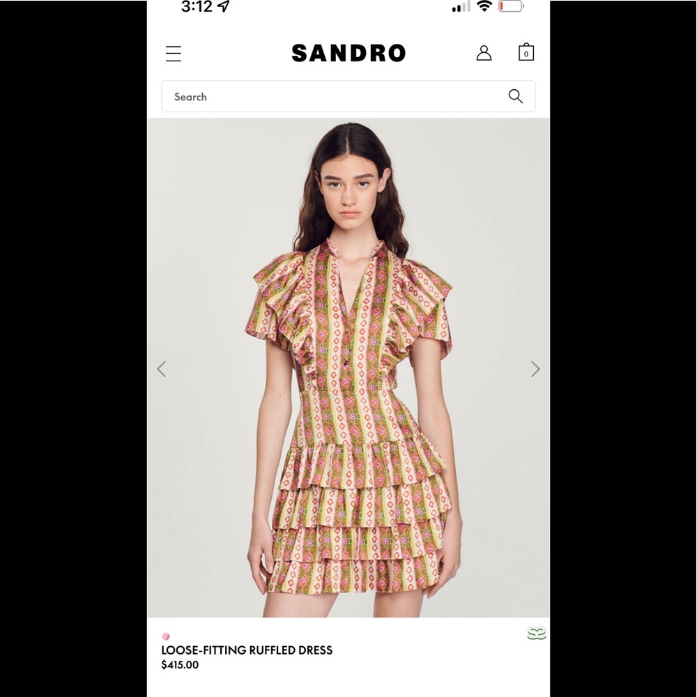 🧡🌸💚NEW WITH TAGS🧡🌸💚 Sandro Loose-fitting ruffled dress 38 US4